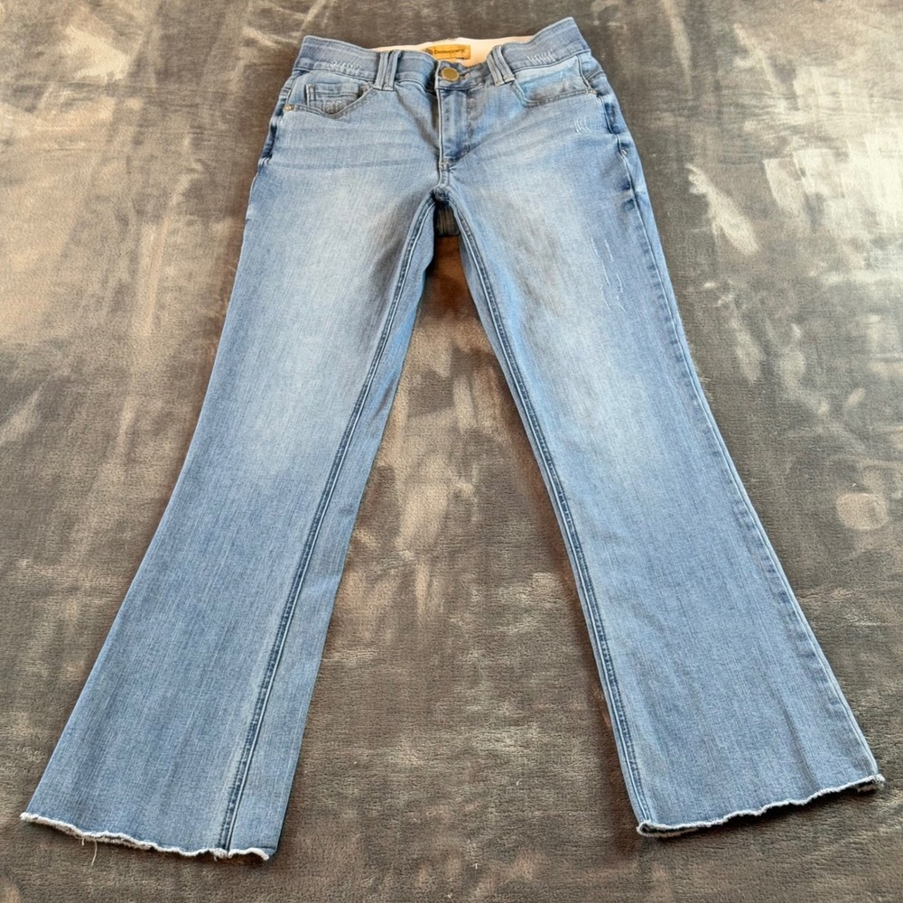 Democracy Ab Technology Flare Jeans Light Wash Raw Hem Size 2 Mid Rise